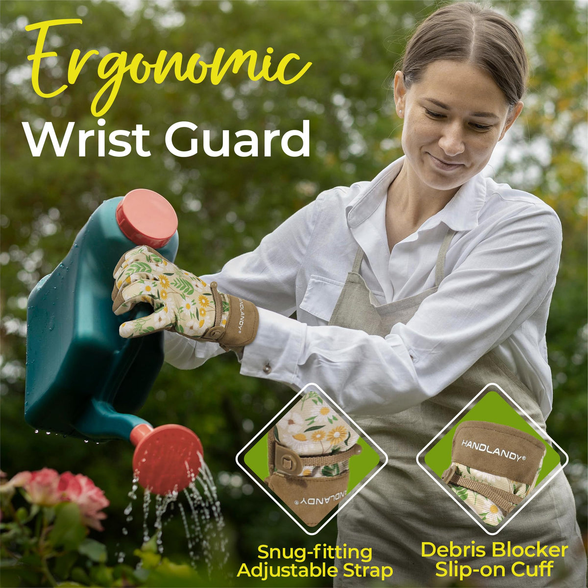 Handlandy leather-performance gloves offer rugged protection with dexterity for yard tasks.