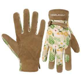 HANDLANDY Women's Gardening Gloves with durable leather palm for reliable grip.