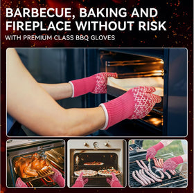 Fingered design of HandLove gloves improves grip and control while turning pans.