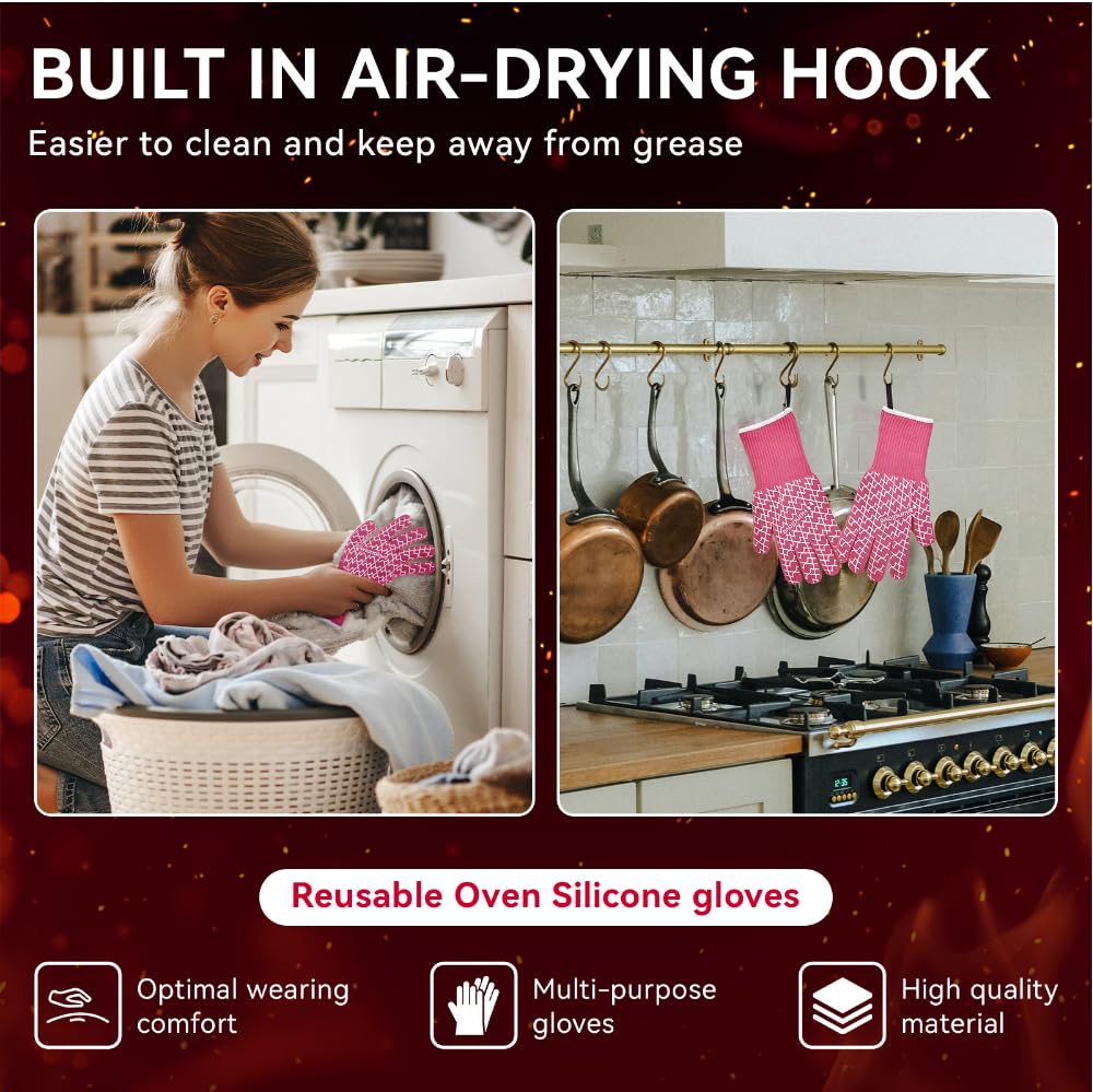 Long cuff protects wrists during grilling and oven use with HandLove gloves.