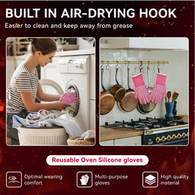 Long cuff protects wrists during grilling and oven use with HandLove gloves.