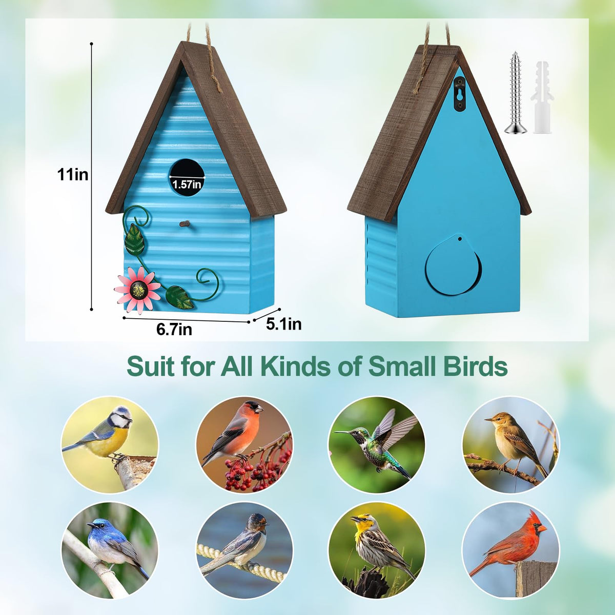 Handrong bluebird house mounted on a tree branch for convenient placement.