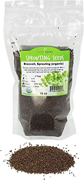 Handy Pantry broccoli sprouts seeds in a 1 lb bag for home sprouting.