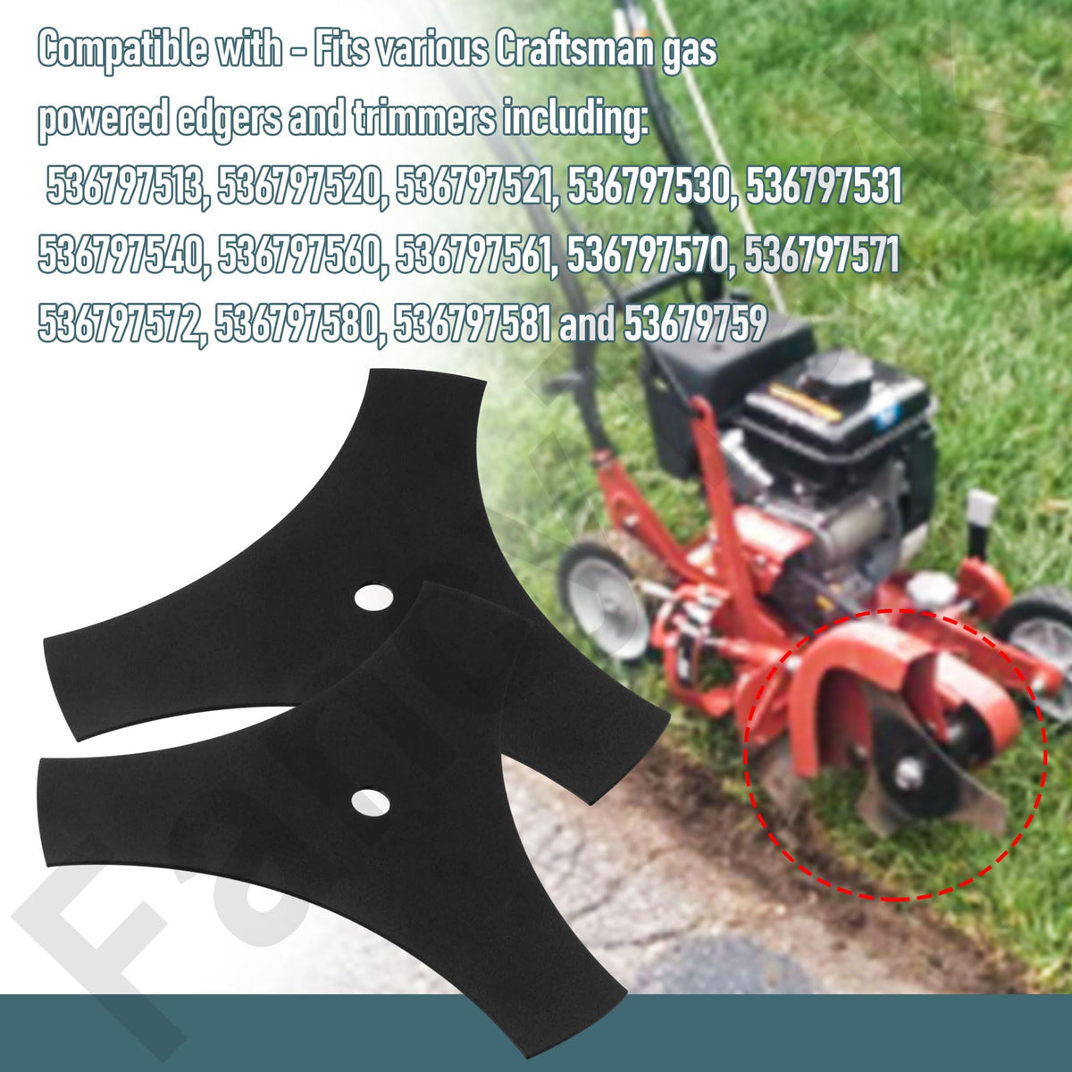 HandyTek easy-install edger blade supports fast setup on Craftsman models.