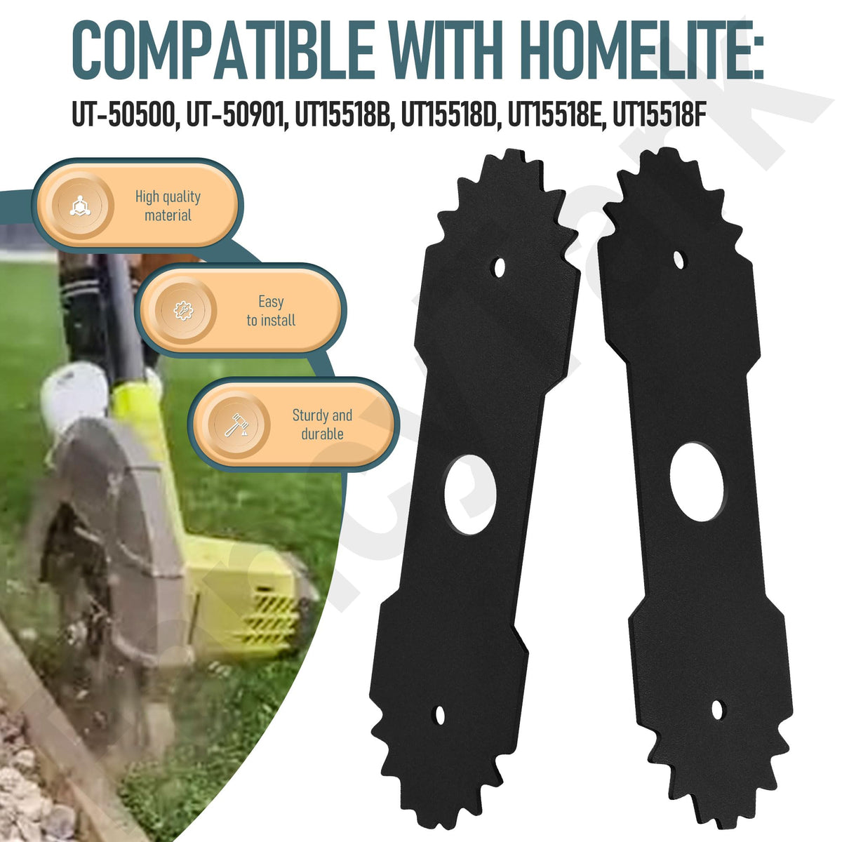 HandyTek blades compatible with Homelite tools for versatile edging.