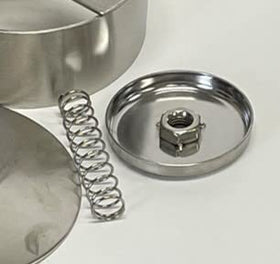 Hanerk XL Burger Press shows 5-5 inch diameter patty ready for standard grills