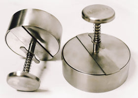 Hanerk XL Burger Press top view showing compact stainless steel design for even patties