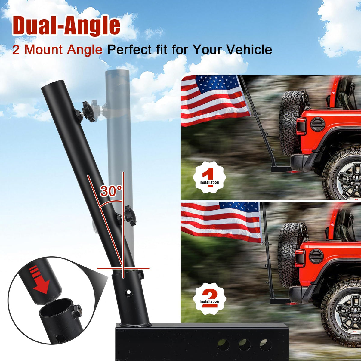 HangMaicome 2-inch hitch compatibility fits Jeeps, SUVs, trailers, and pickups.