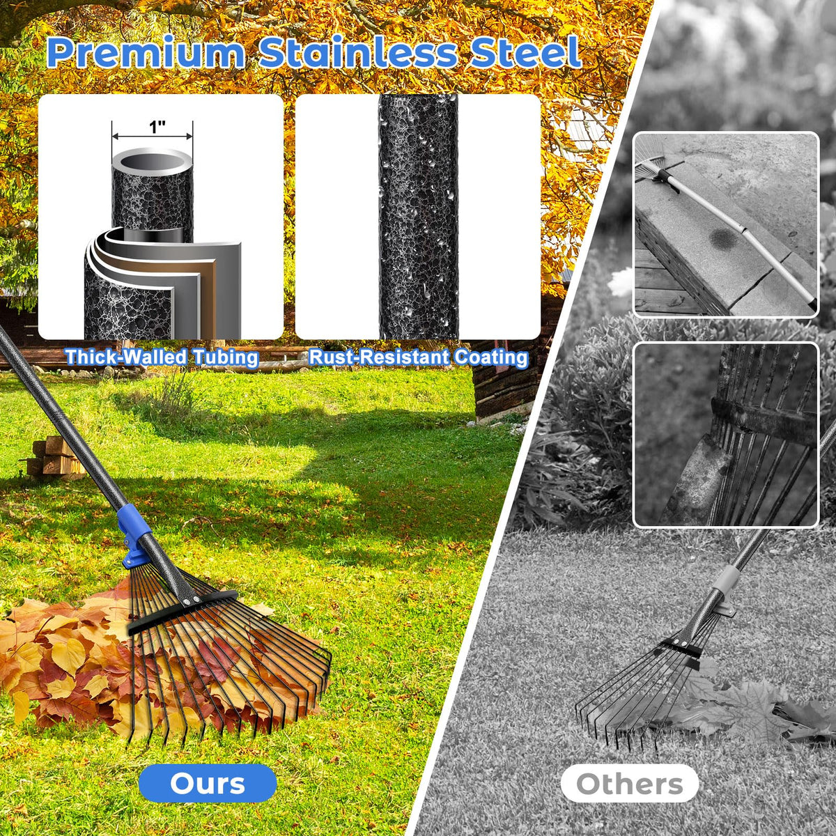 Hangmaicome adjustable rake head with twist-lock keeps stance stable