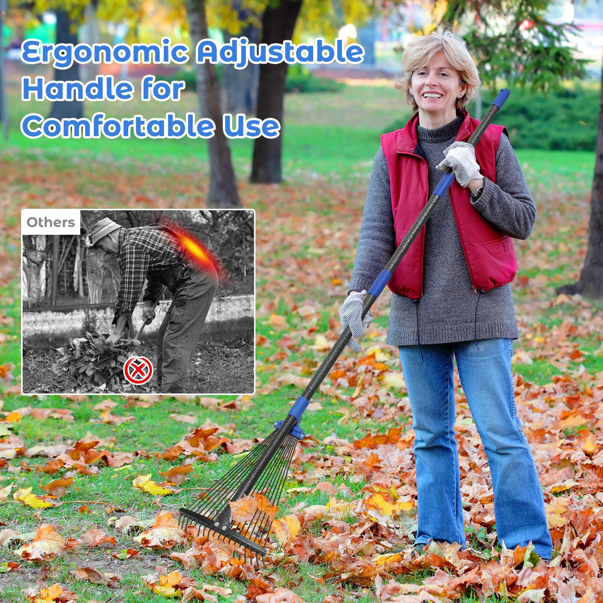 Hangmaicome collapsible rake stores neatly for garage or trunk