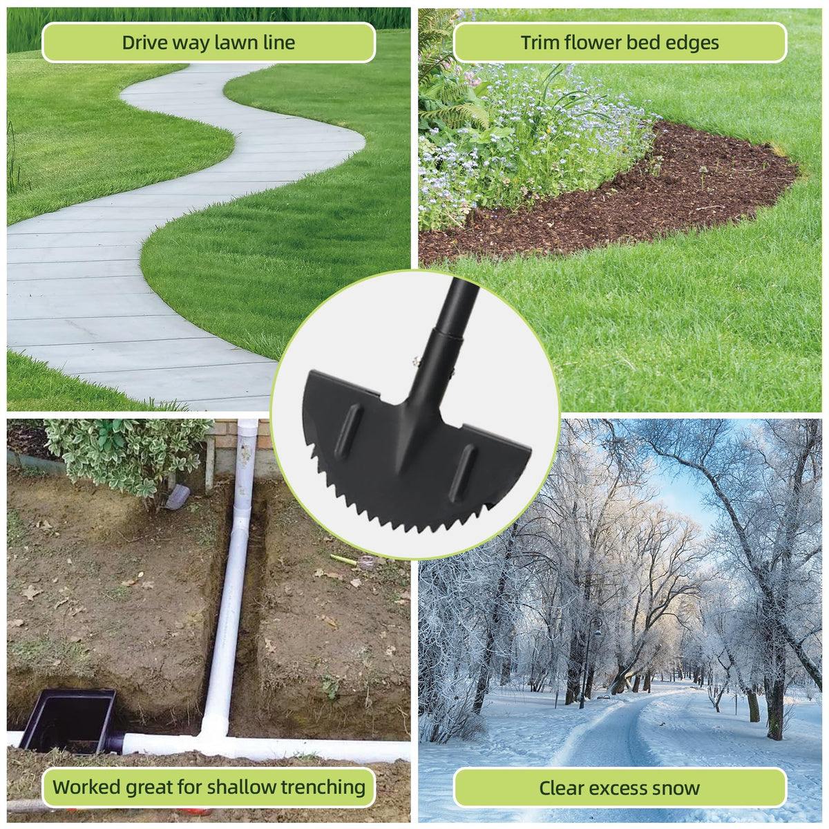 Hangmaicome edger multi-use tool suitable for trenches, flower beds, and light snow.