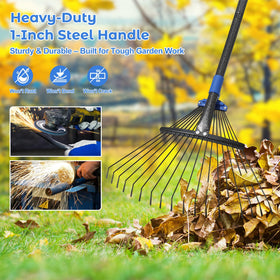 Hangmaicome rake handle in 1-inch steel offers durability for tough yard tasks