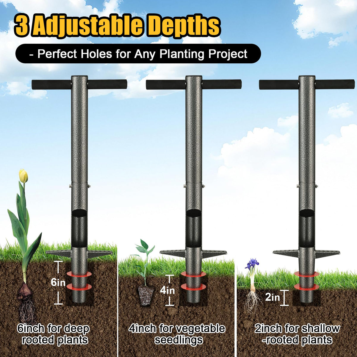 HANGMAICOME dual-foot pedal provides stable digging with no wobble