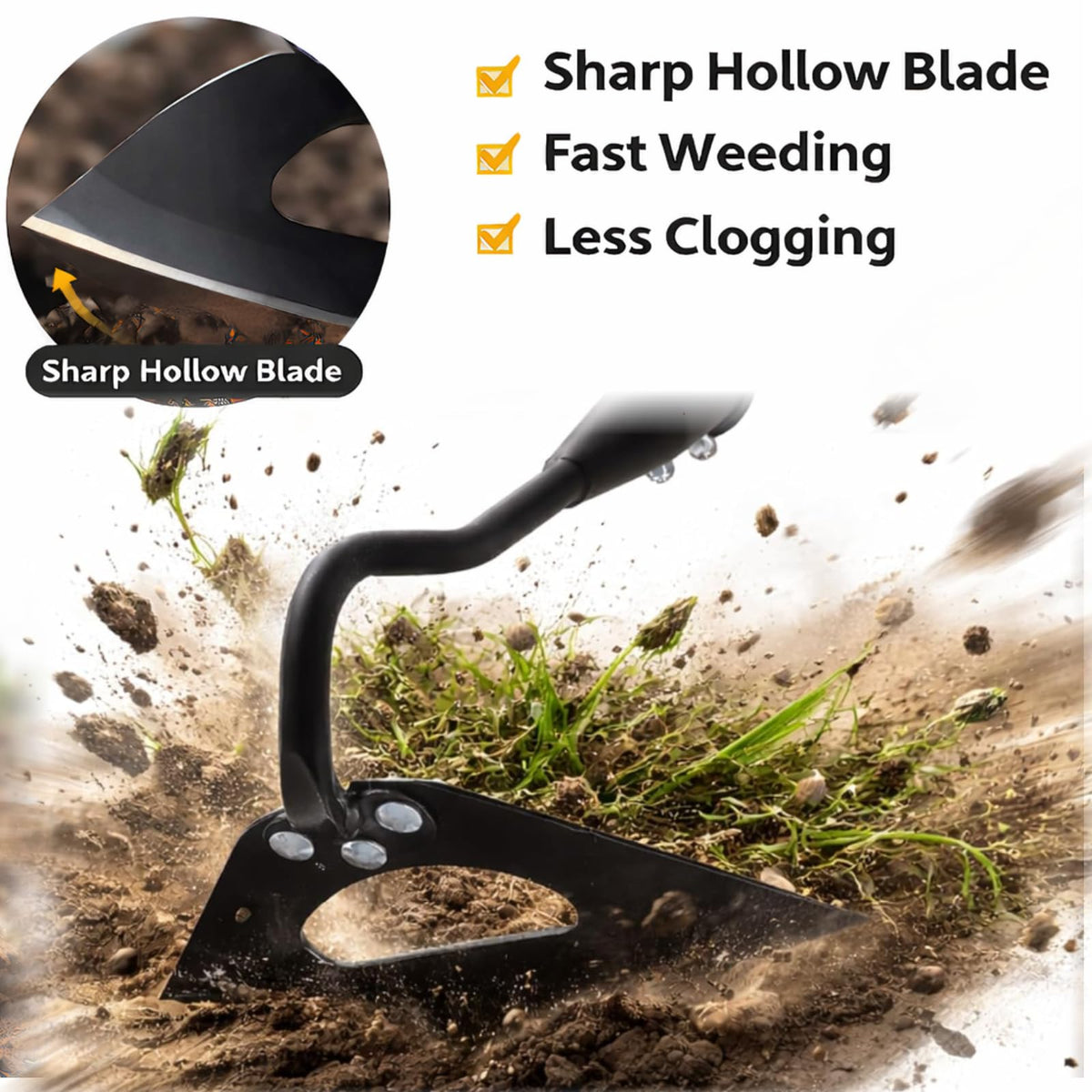 HANGMAICOME stand-up weed removal in action with extendable handle.
