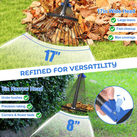 Hangmaicome wide setting aids fast sweeping of leaves and grass