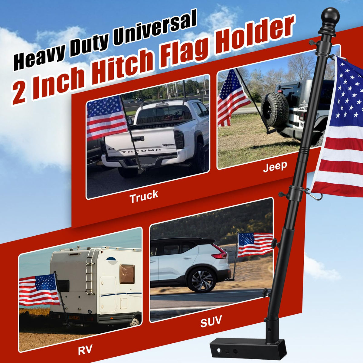 HangMaicome windproof sleeve stabilizes your flag display during gusty conditions.
