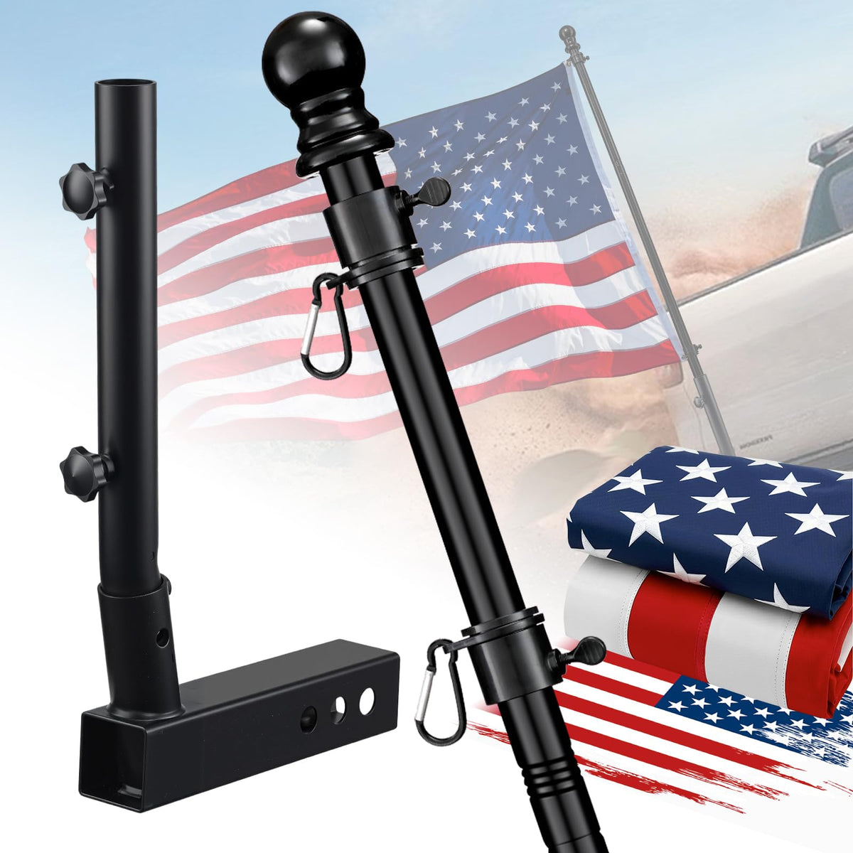 Hangmaicome windproof flag pole kit for all-weather road use.