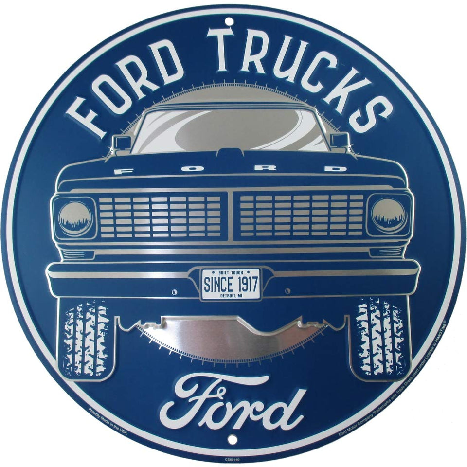 Hangtime Ford Truck Sign adds vintage metal charm to interiors or outdoor walls.