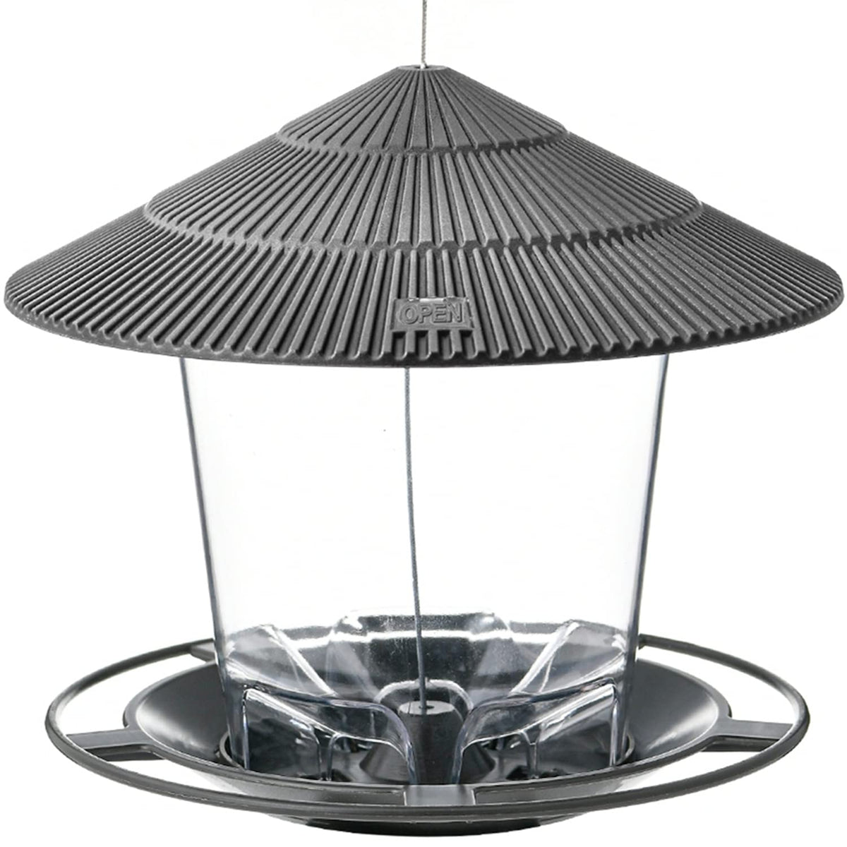 Hanizi Bird Feeder transparent reservoir lets you monitor seed levels quickly.