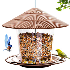 Hanizi Bird Feeder outdoor hanging brown with clear seed window for easy refills