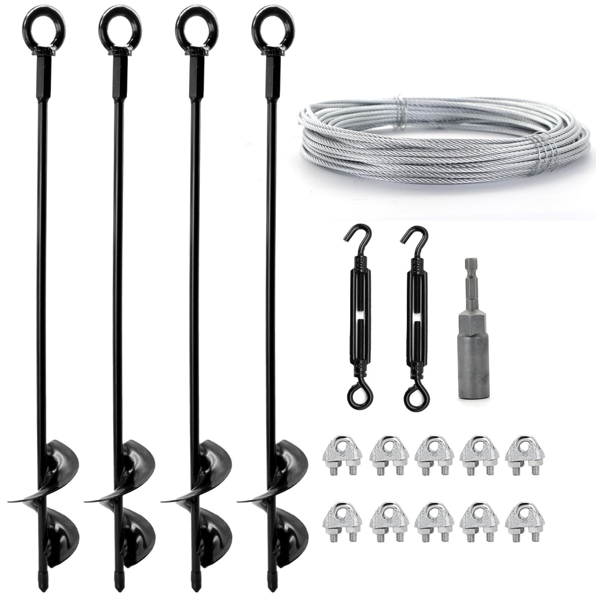 hannger 18-inch ground anchor secured in soil for wind-resistant outdoor setup