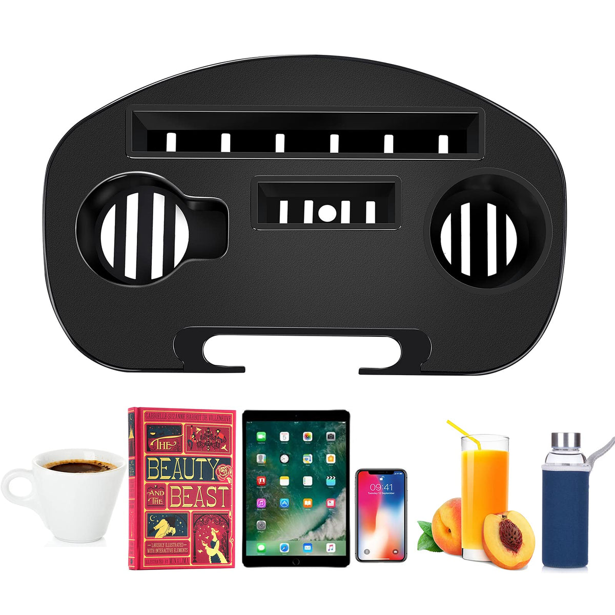 Hanperal clip-on tray installs quickly for outdoor lounging