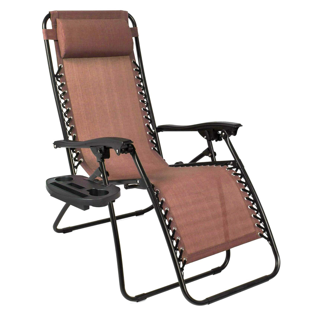 Hanperal side table with multiple slots holds phone, cup, and snacks