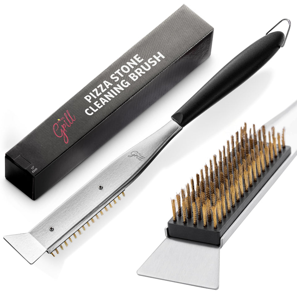 Hans Grill 2-in-1 brush-scraper for effortless pizza stone cleaning