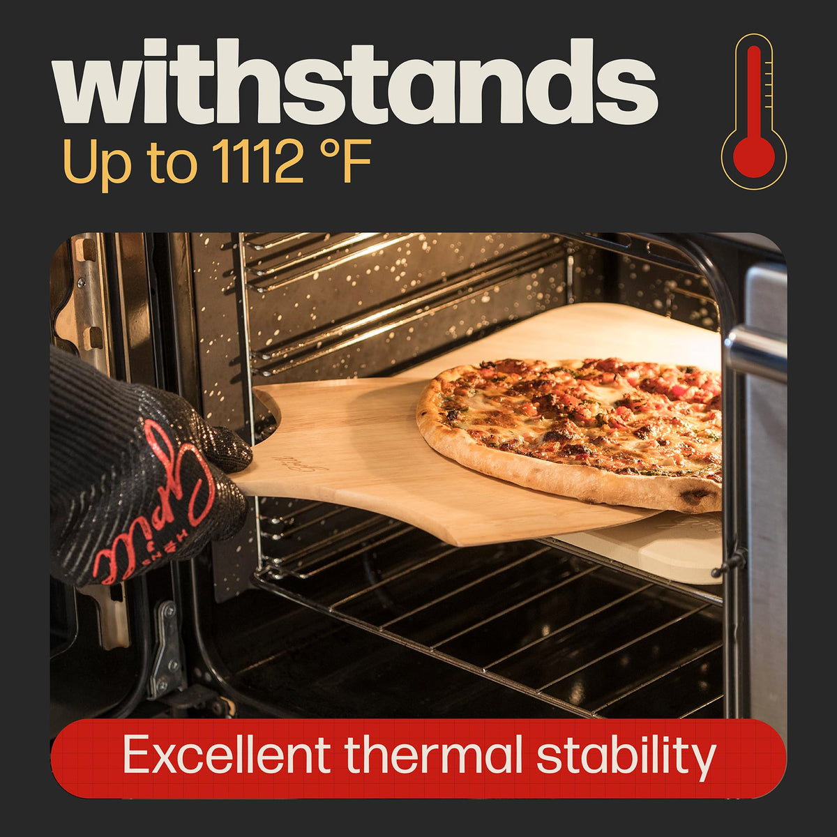 Hans Grill pizza stone with a free wooden peel eases transfer.