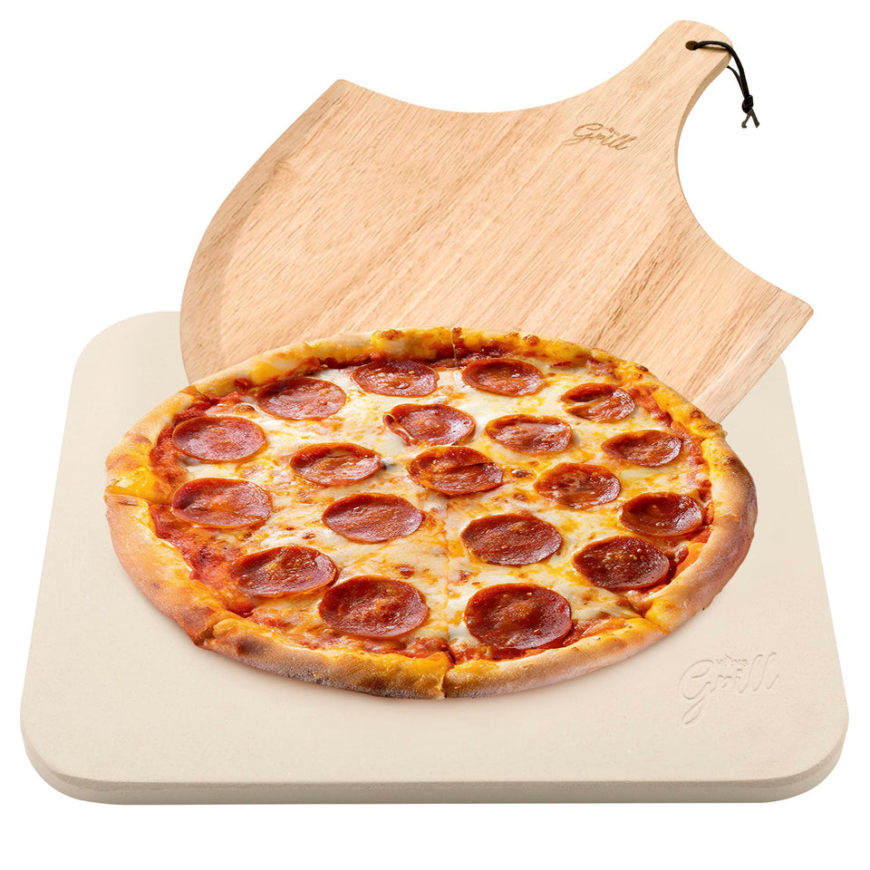 Hans Grill pizza stone rectangular 15x12 for even oven and grill baking.
