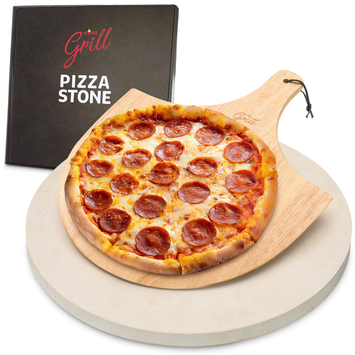 Hans Grill pizza stone round 15-inch diameter 38 cm for versatile cooking