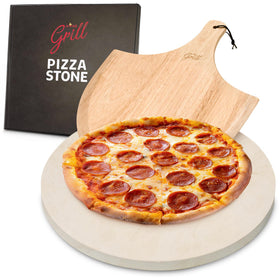 Hans Grill pizza stone round 15-inch top view for even heat distribution