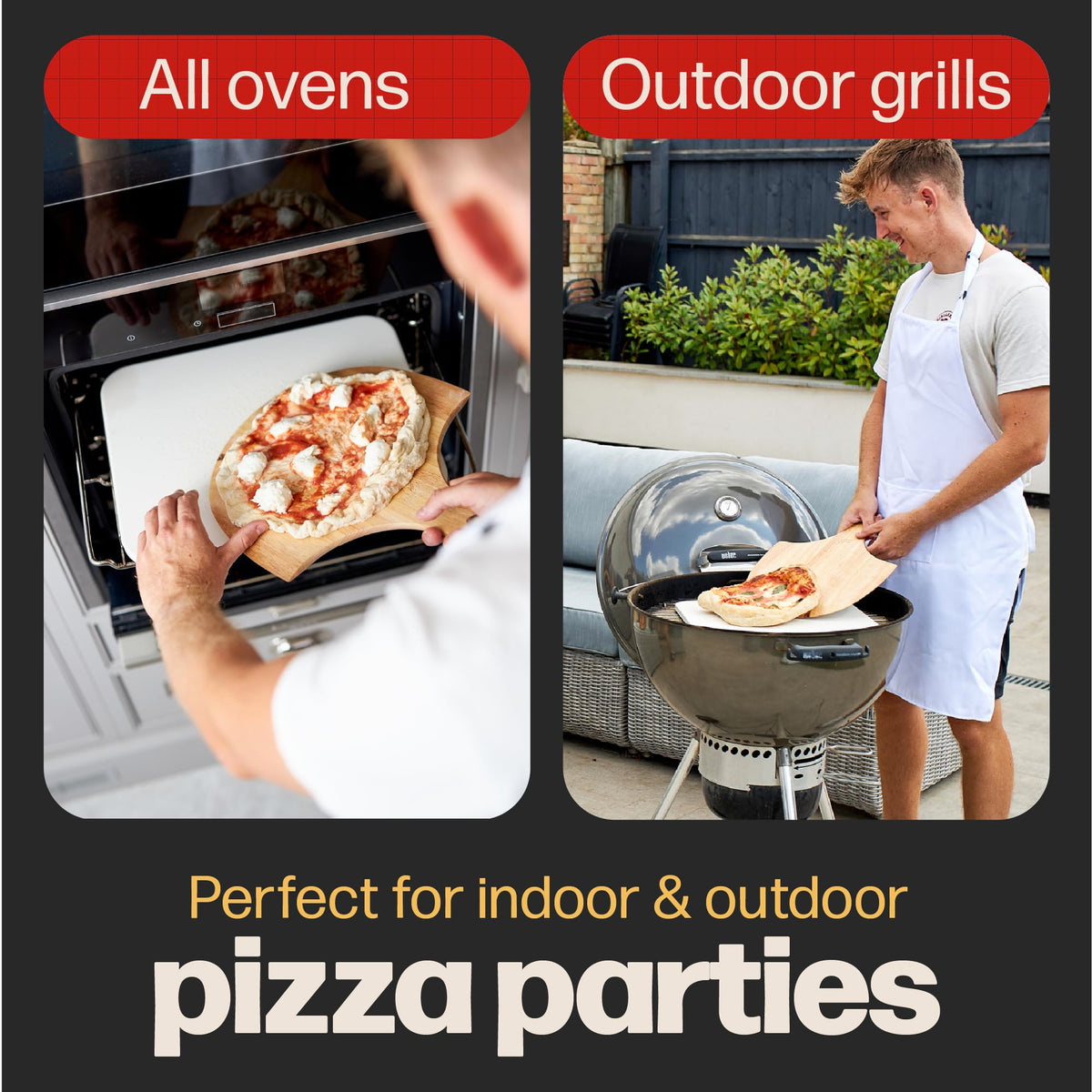 Hans Grill pizza stone shows natural staining while maintaining performance.