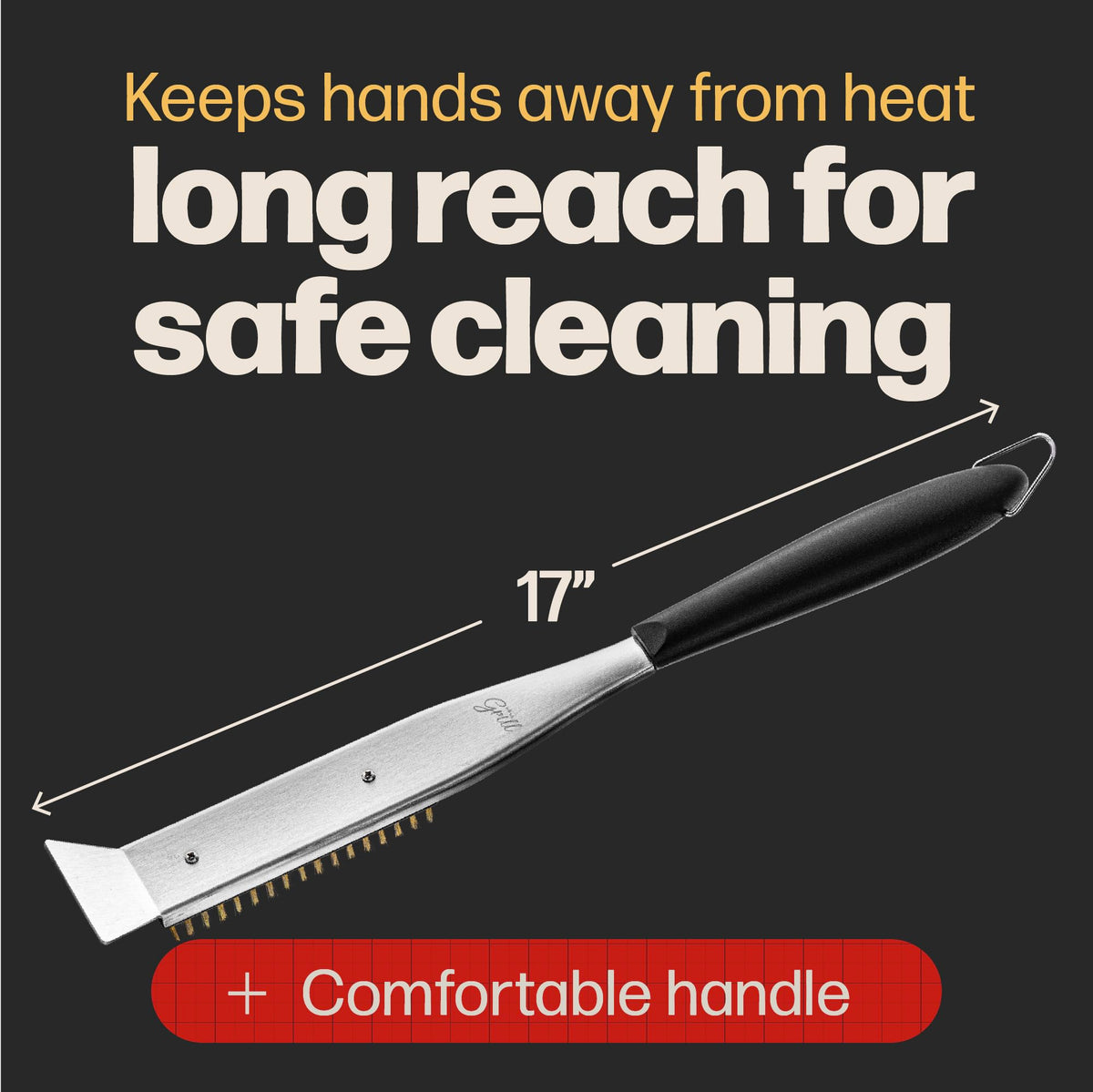 Hans Grill stainless steel head for tough grime on outdoor ovens