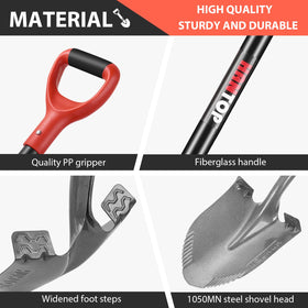 HANTOP shovel features widened footsteps for easy downward force during digging.