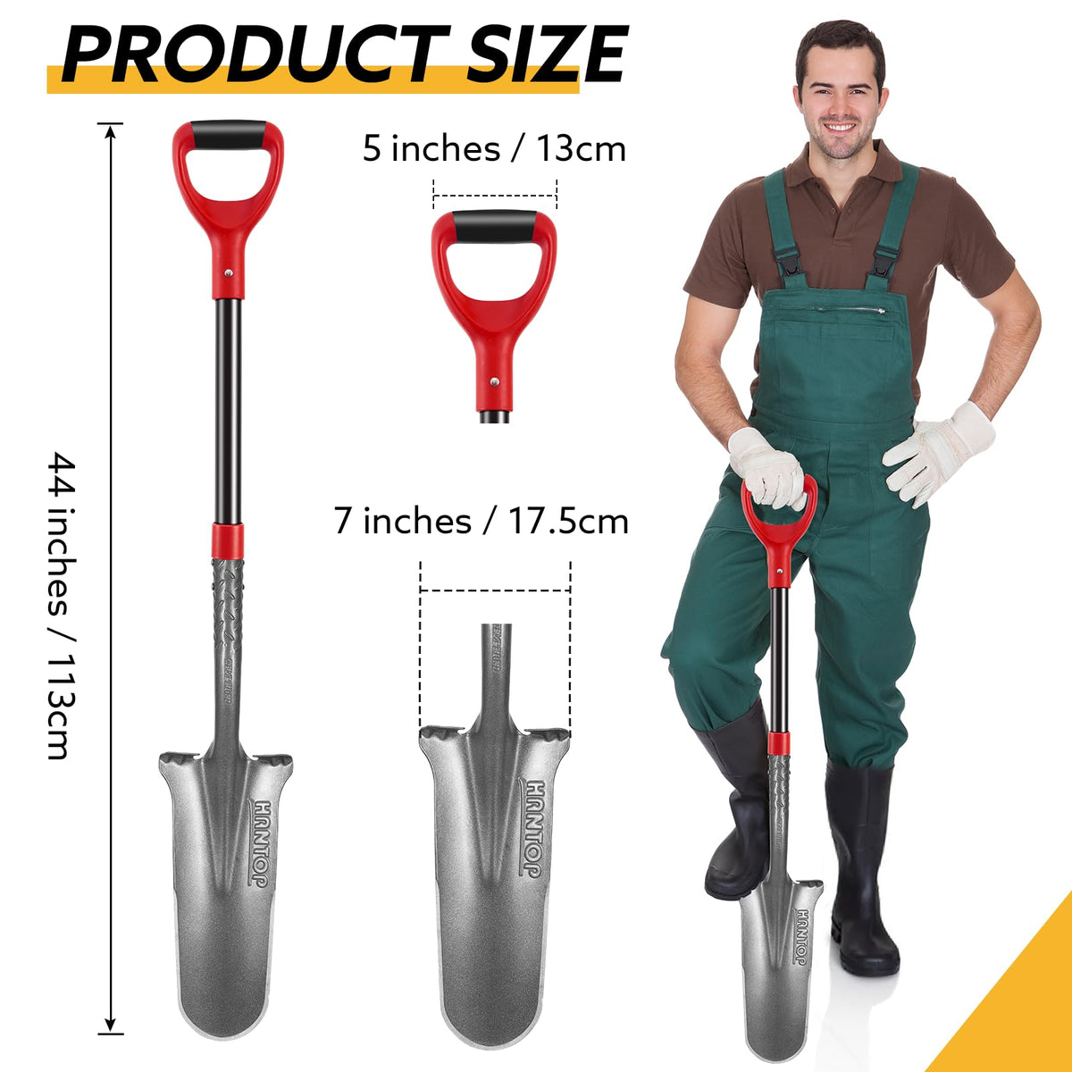 HANTOP drain spade blade with precise edges for trenching and root clearing
