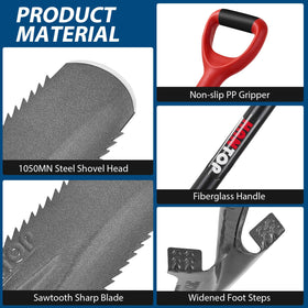 HANTOP serrated spade blade aids quick root clearance and trenching in landscaping.