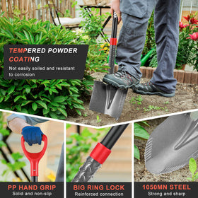 HANTOP round digging shovel in garden use, showing versatile ground work.