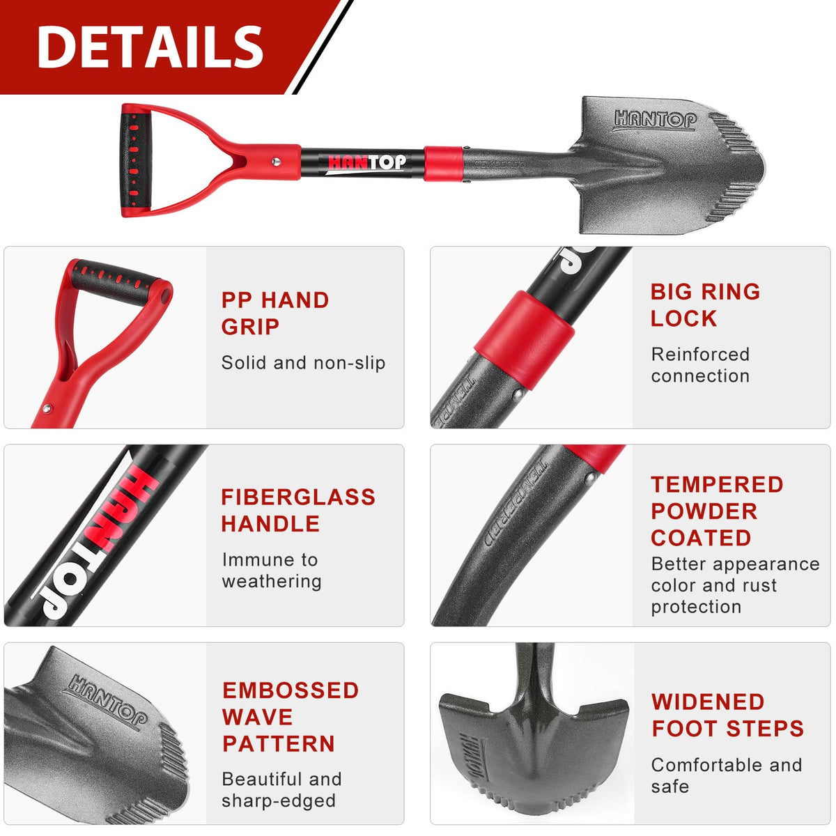 HANTOP sawtooth blade shovel helps cut through roots.