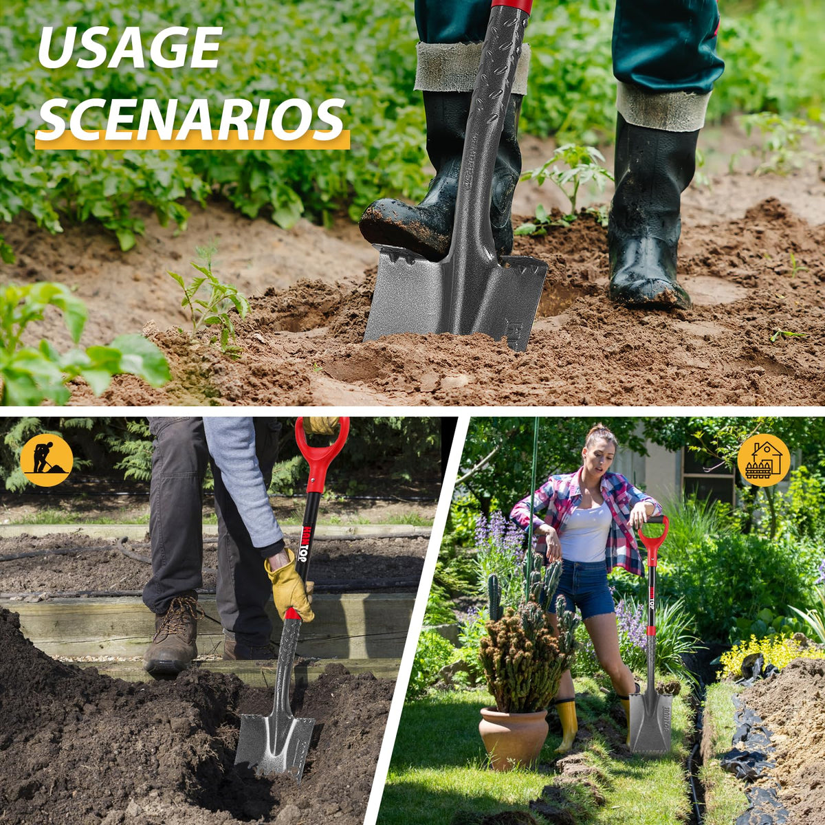 HANTOP edge-ready shovel used for lawn edging and trenching