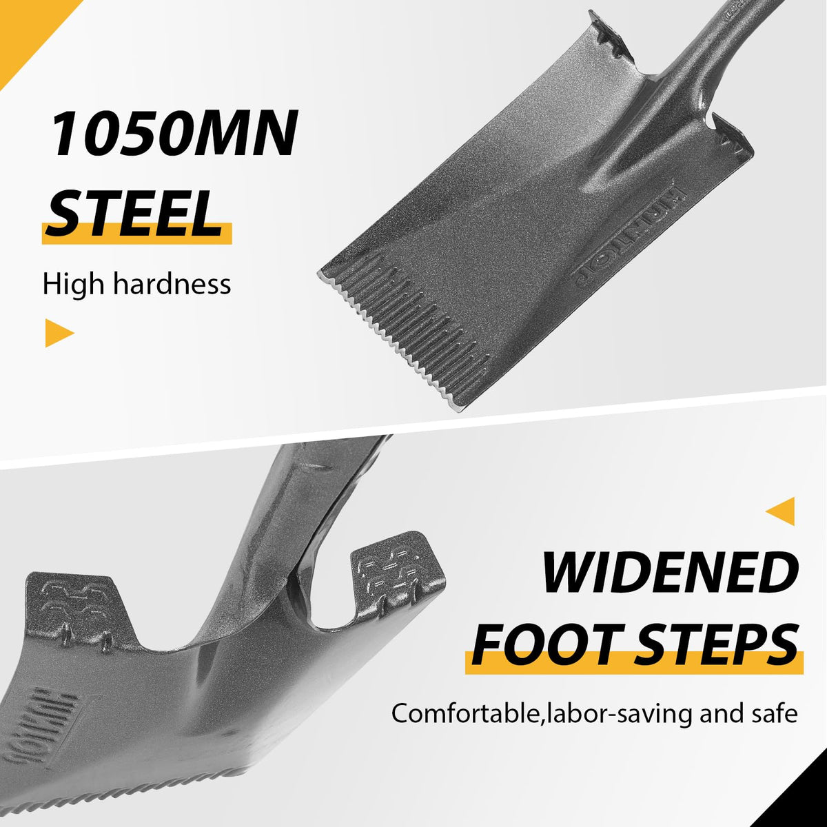 HANTOP zigzag tip design enables sharper digging in compact soil