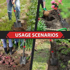 HANTOP spade shovel length of 43 inches for long reach.