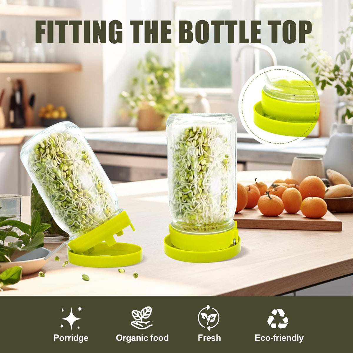 HANTUSWUS vertical-diagonal placement shows space-saving versatility in compact kitchen sprouting setups