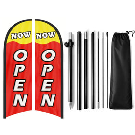 HANVIDA Now Open flag with double-sided display catching attention from both directions