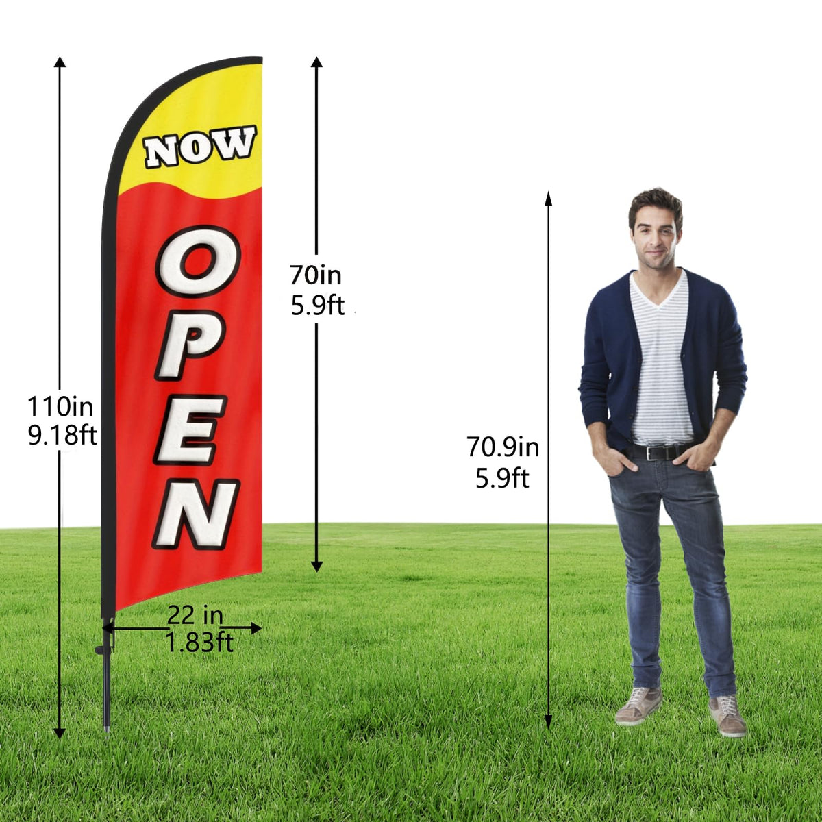 HANVIDA Now Open flag pole kit for quick outdoor setup and stable support