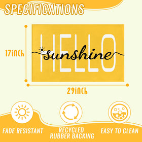 HANXIG Hello Sunshine door mat entryway setup demonstrates stylish welcome for indoors or outdoors