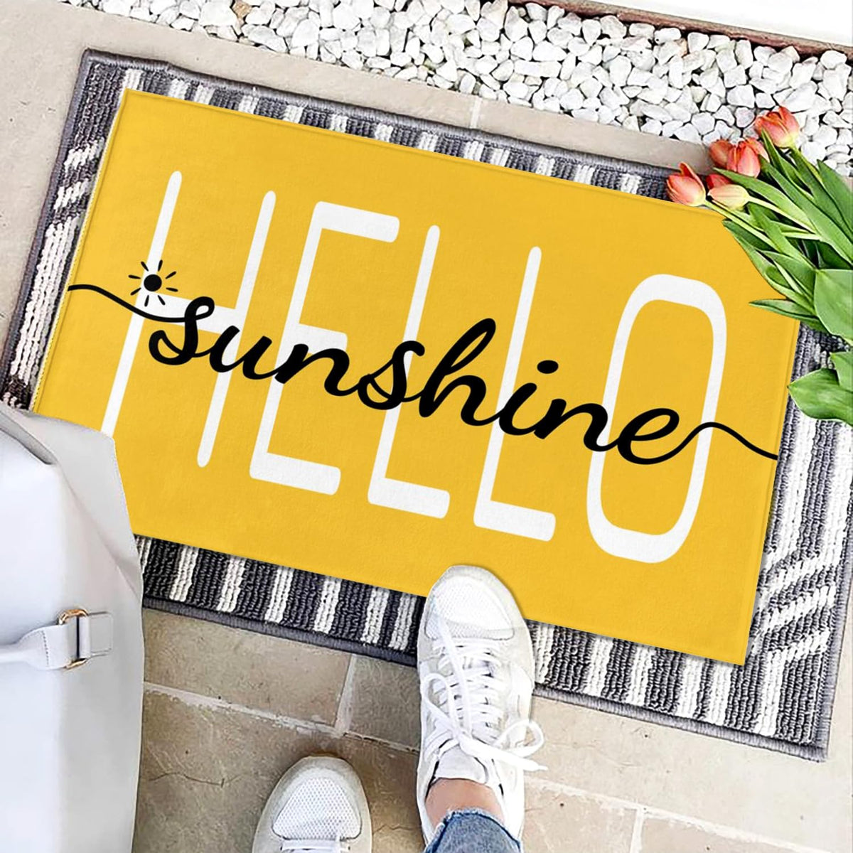 HANXIG Hello Sunshine door mat gift idea ideal for seasonal decorating and housewarmings