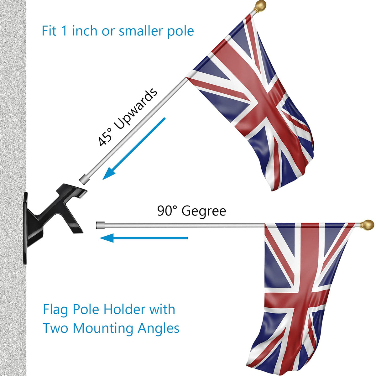 Haoridul aluminum flag-pole-mount for 1-inch poles with durable finish.