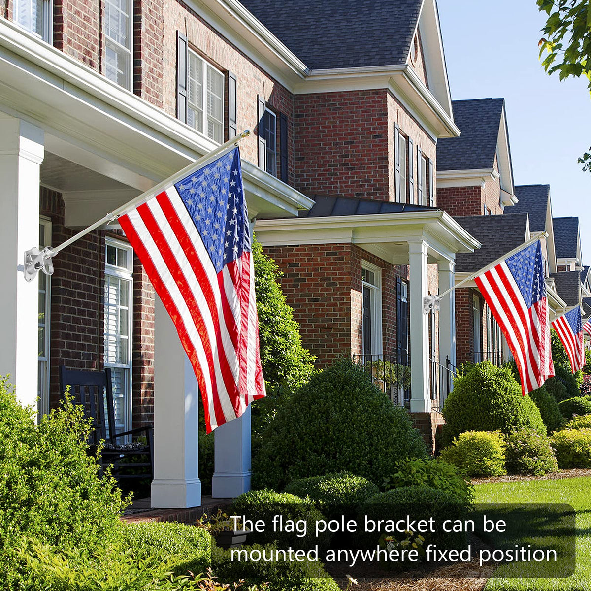 Haoridul outdoor mounting on railing demonstrates versatile placement for flags.