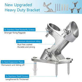 Haoridul heavy-duty flag pole holder with stainless screws for secure grip.